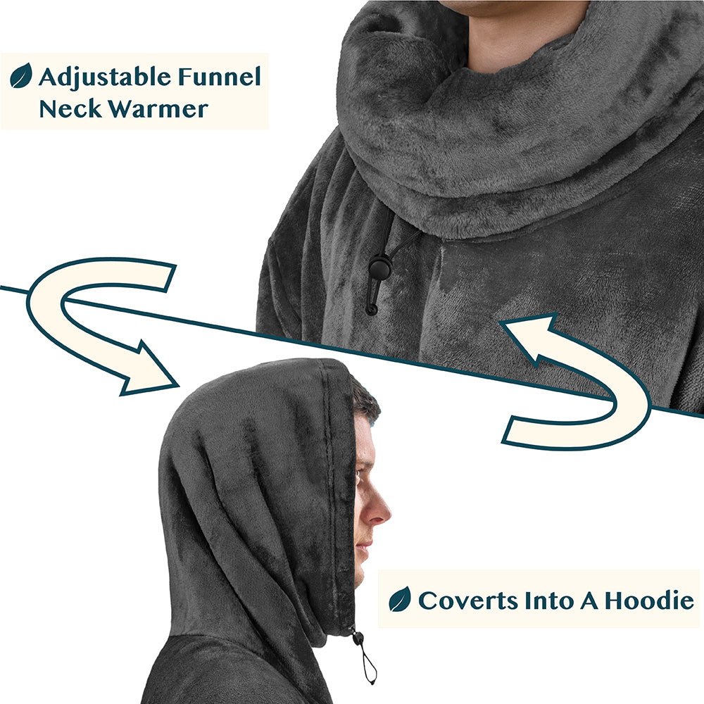 Neck Warmer Hooded Poncho Blanket