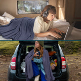 Compact Fleece Travel Blanket Pillow