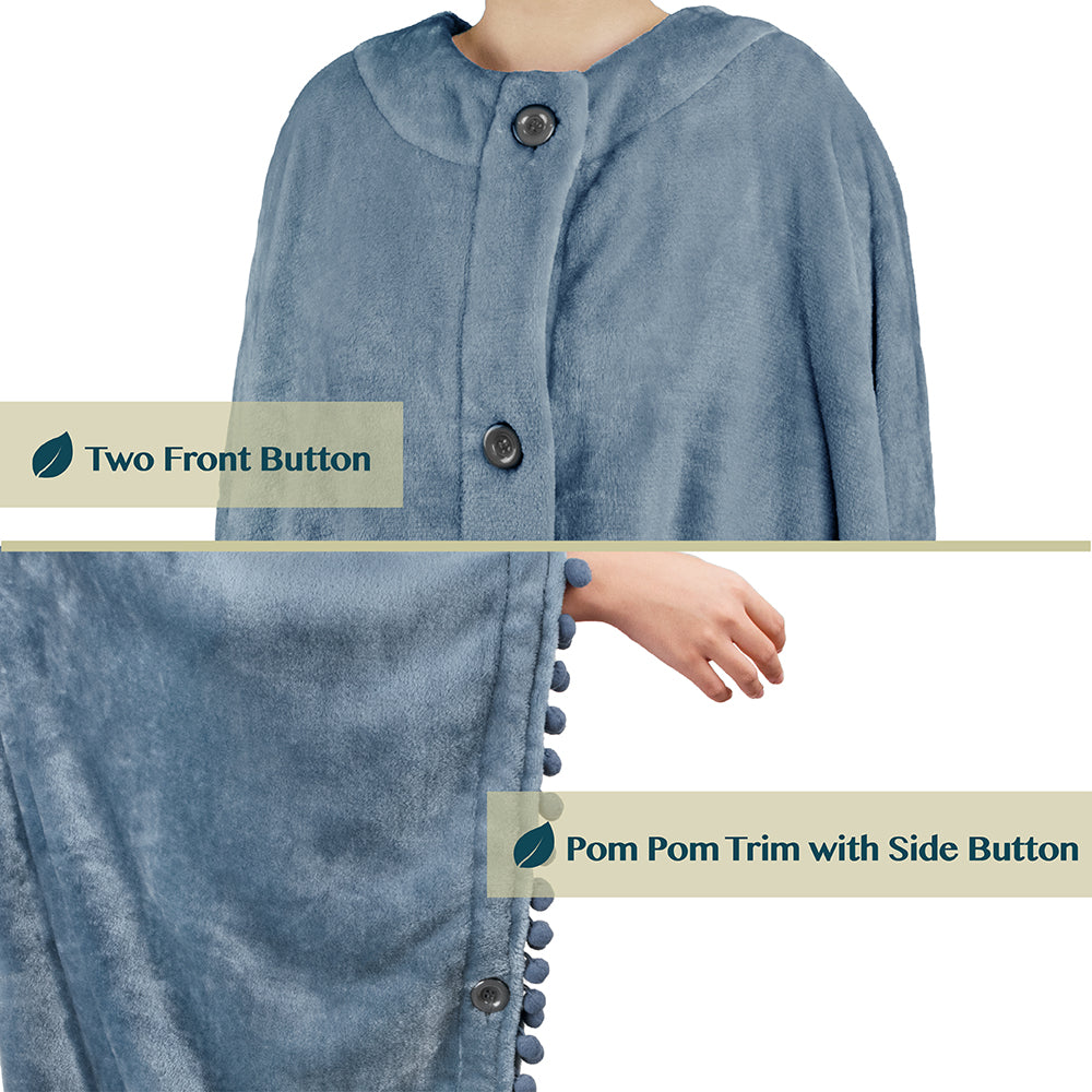 Angel Wrap Pom Pom Fringe Poncho Blanket