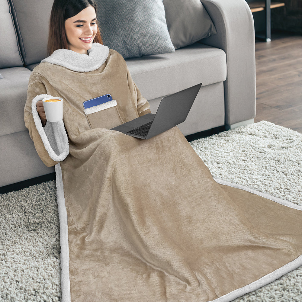 Blanket with Sleeves - Patch Pocket
