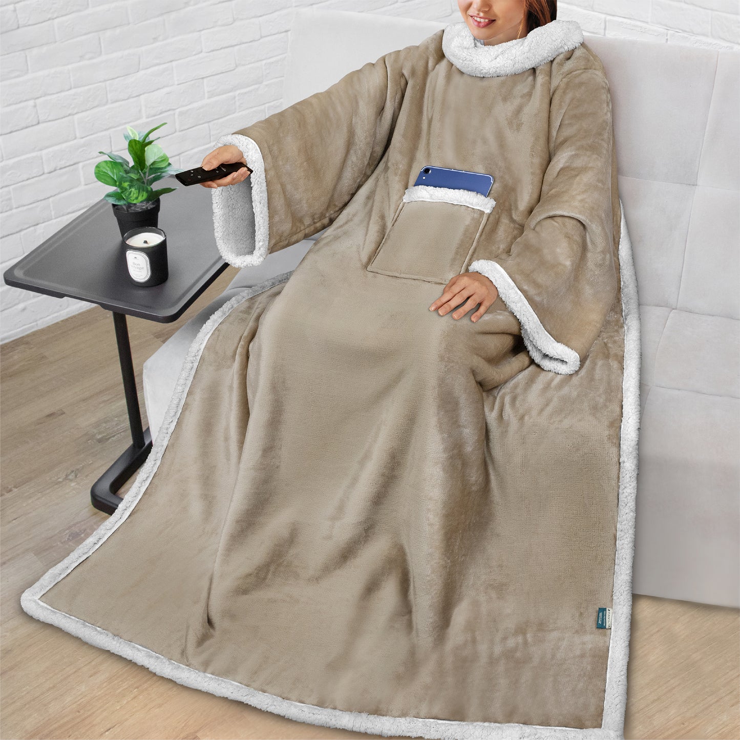 Blanket with Sleeves - Patch Pocket