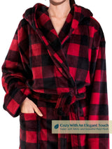Women's Checkered Robe with Hood