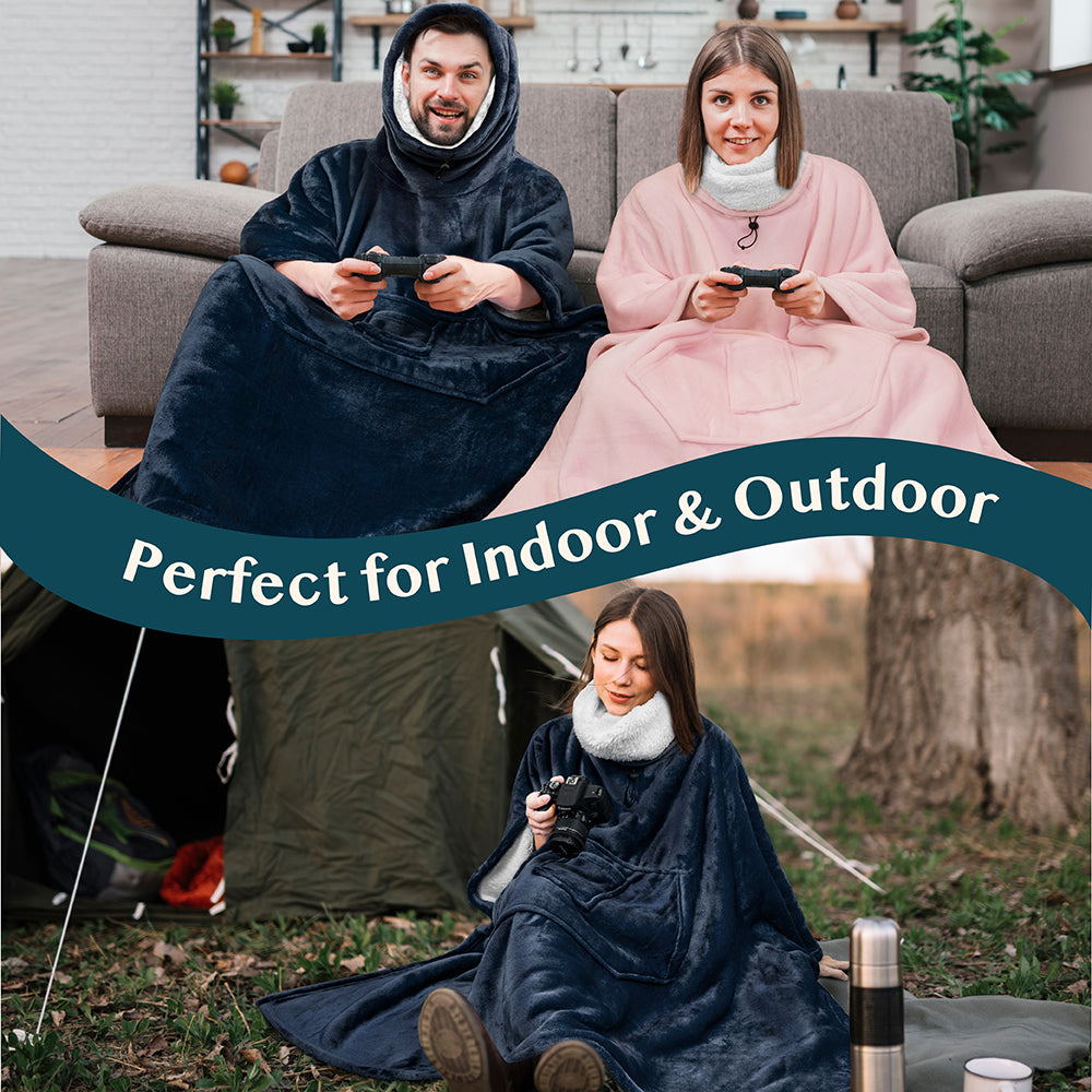 Neck Warmer Hooded Poncho Blanket