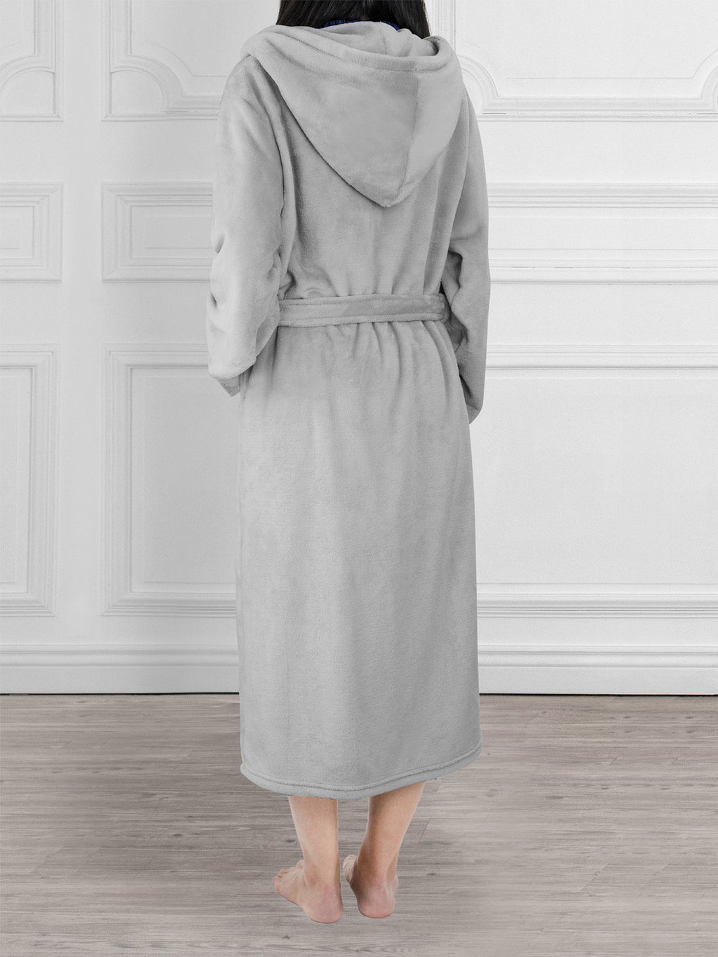 Women's Satin Trim Fleece Robe with Hood
