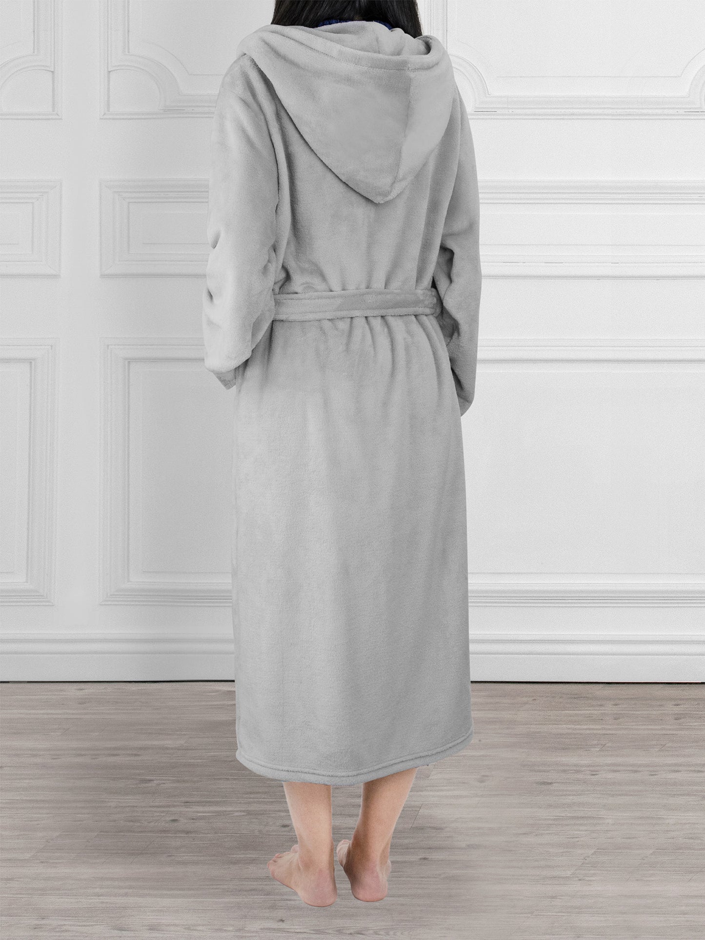 Women's Satin Trim Fleece Robe with Hood