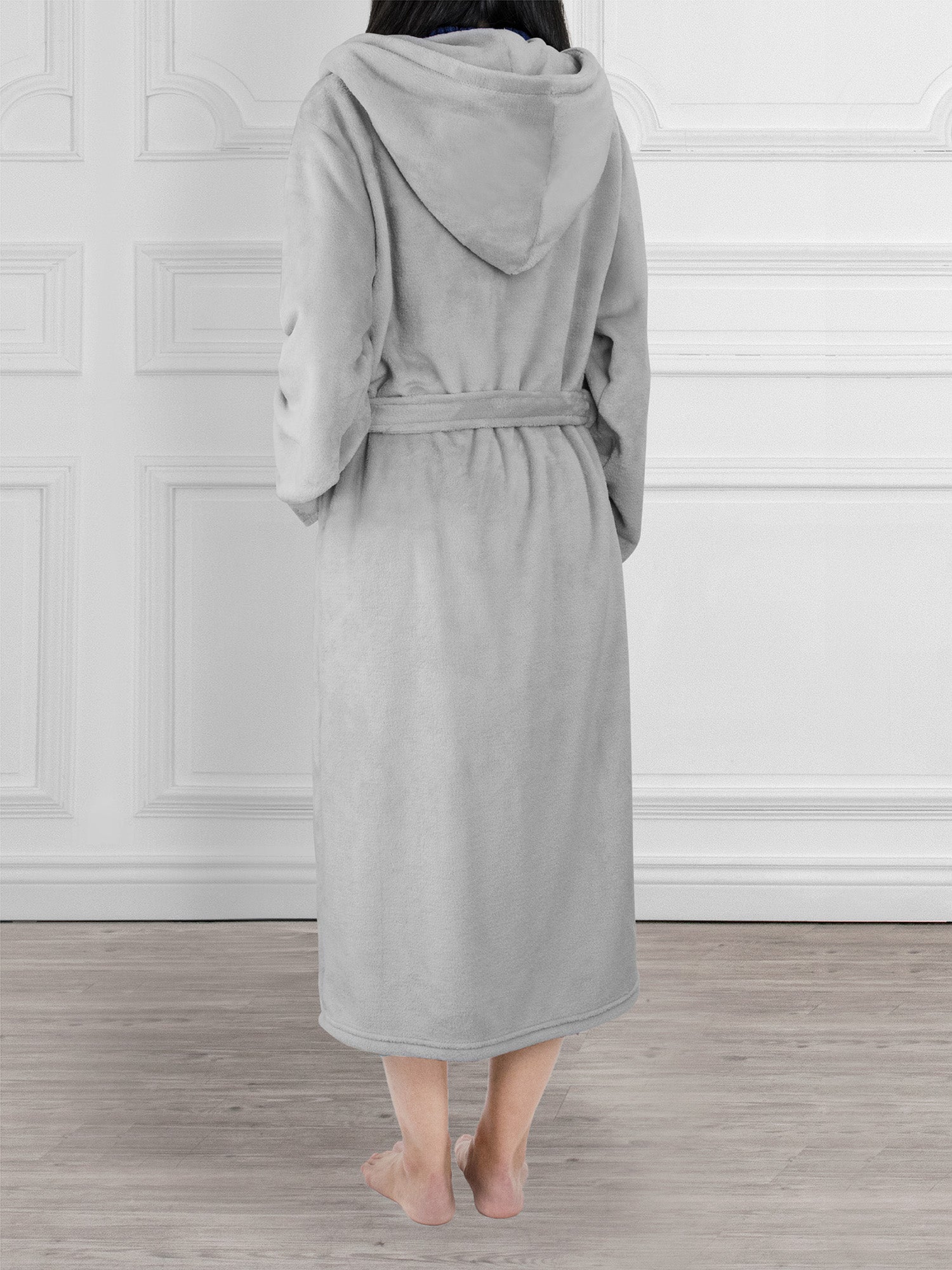 Women's Satin Trim Fleece Robe with Hood