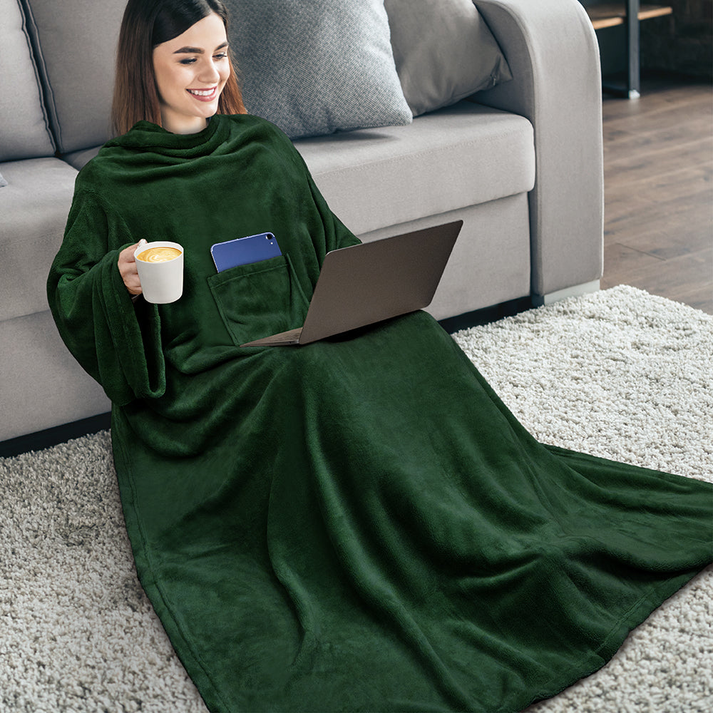 Blanket with Sleeves - Patch Pocket