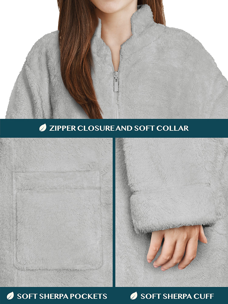 Women's Sherpa Housecoat Zipper Robe