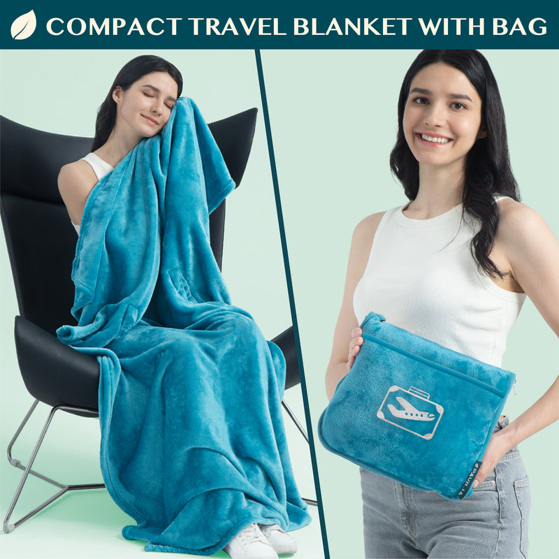 Airplane Fleece Travel Blanket Pillow