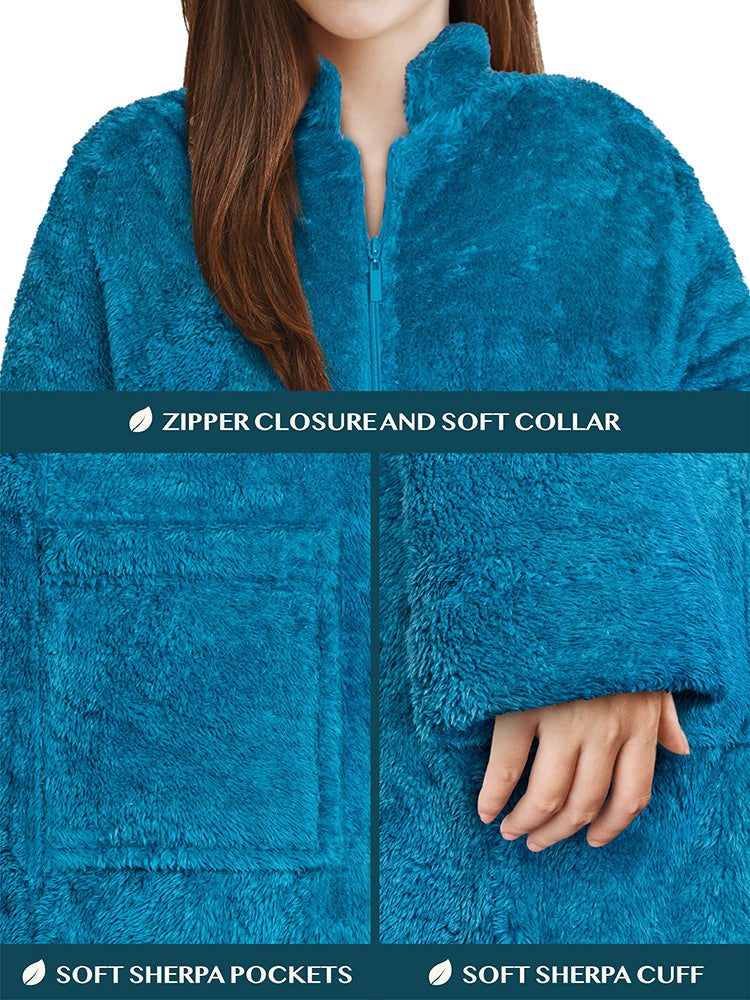 Women's Sherpa Housecoat Zipper Robe