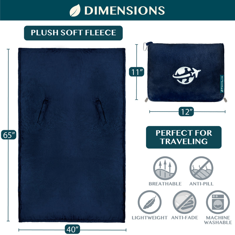 Wearable Fleece Travel Blanket Pillow