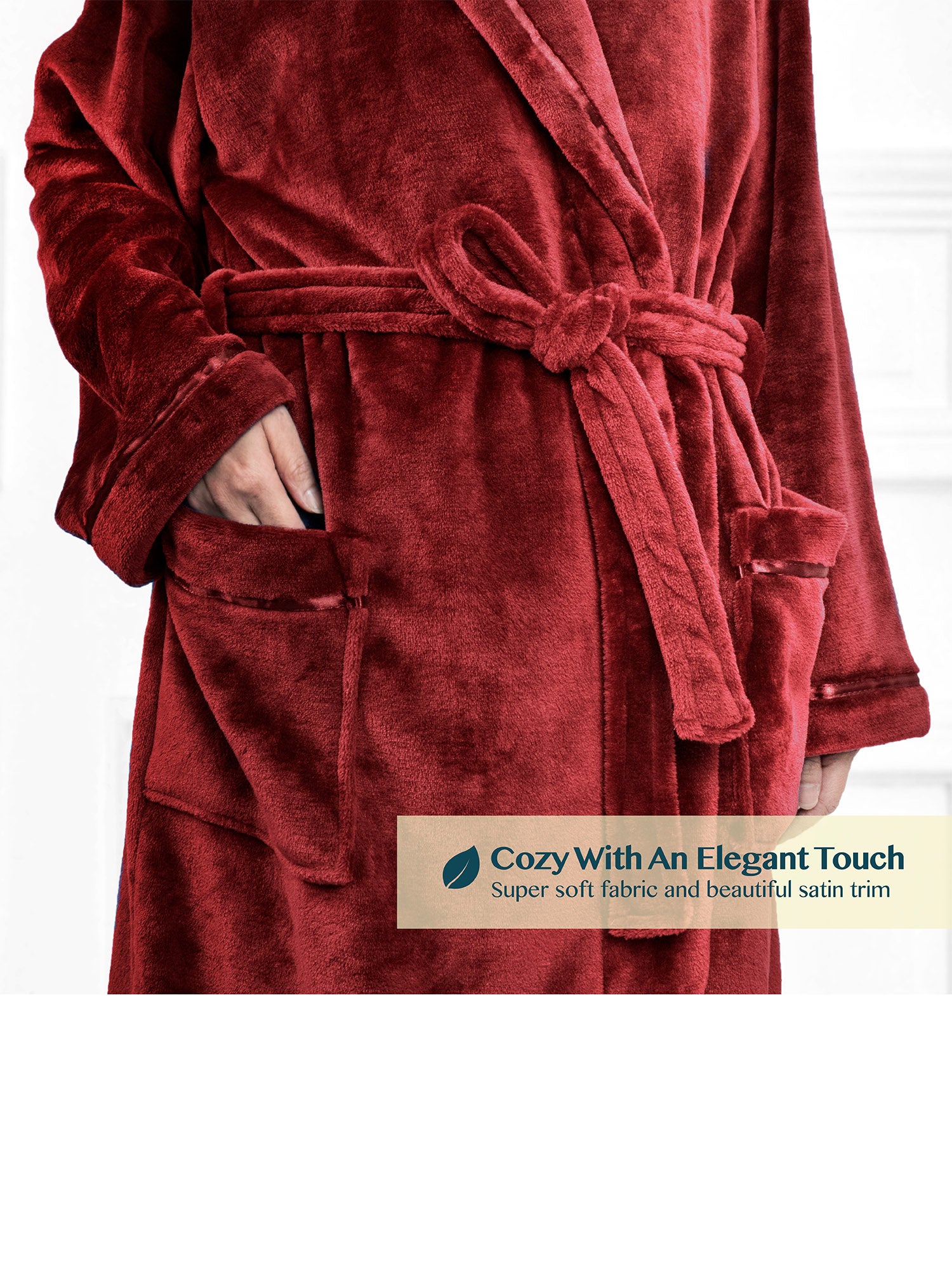 Women's Satin Trim Fleece Robe