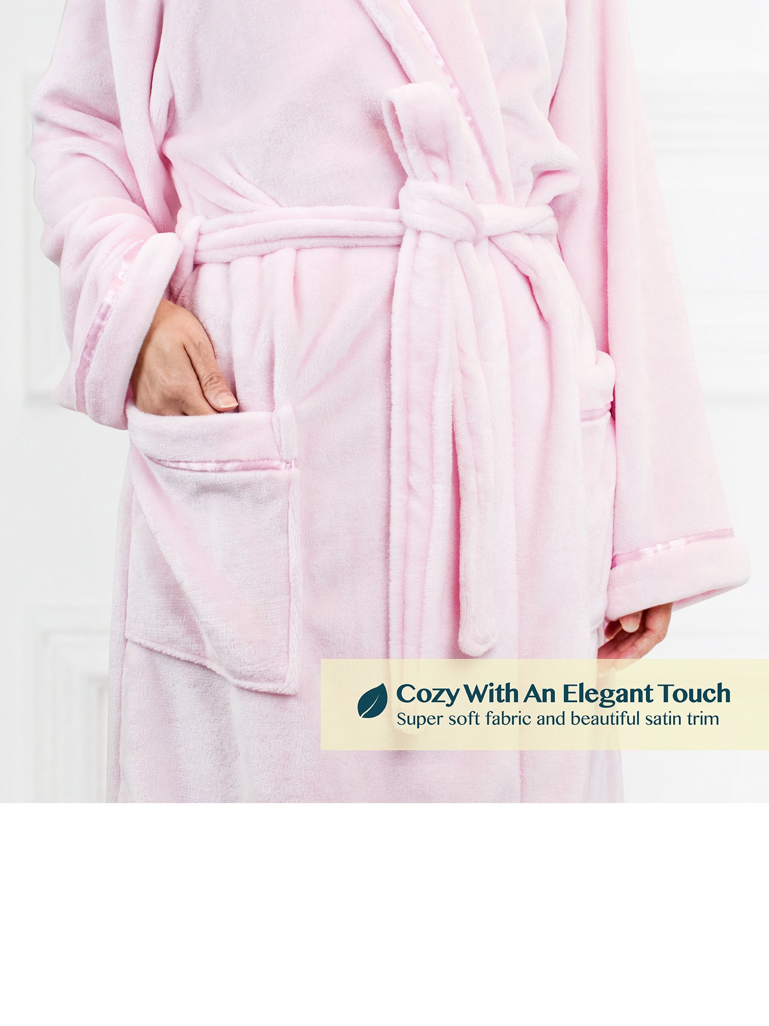 Women's Satin Trim Fleece Robe