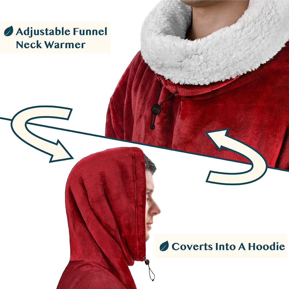 Neck Warmer Hooded Poncho Blanket