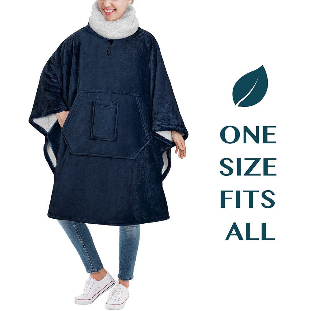 Neck Warmer Hooded Poncho Blanket