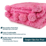 Pom Pom Fringe Sherpa Throw Blanket