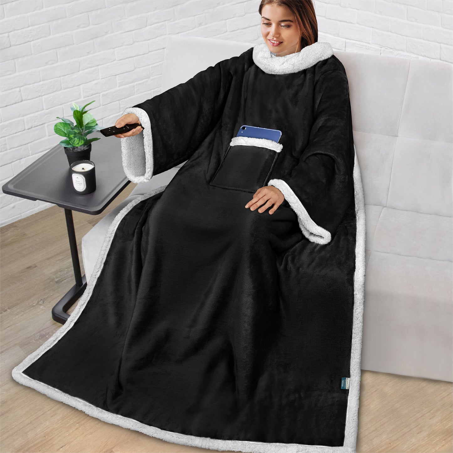 Blanket with Sleeves - Patch Pocket