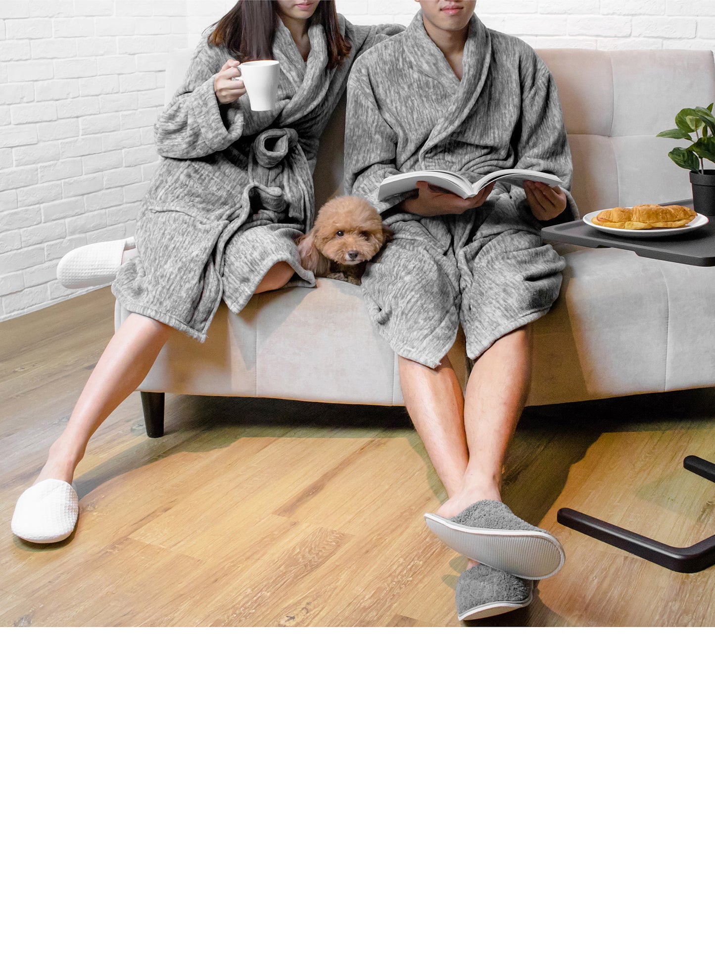 Men's Melange Fleece Robe