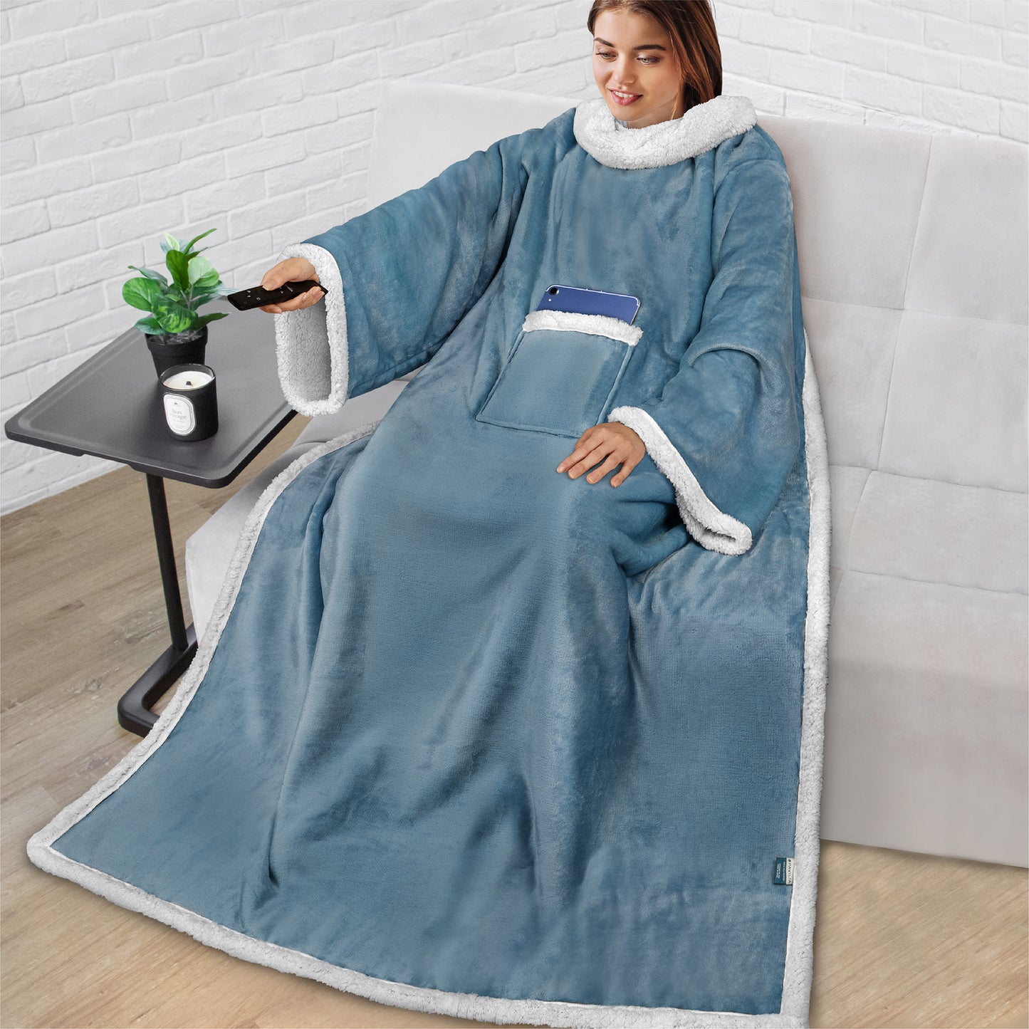 Blanket with Sleeves - Patch Pocket