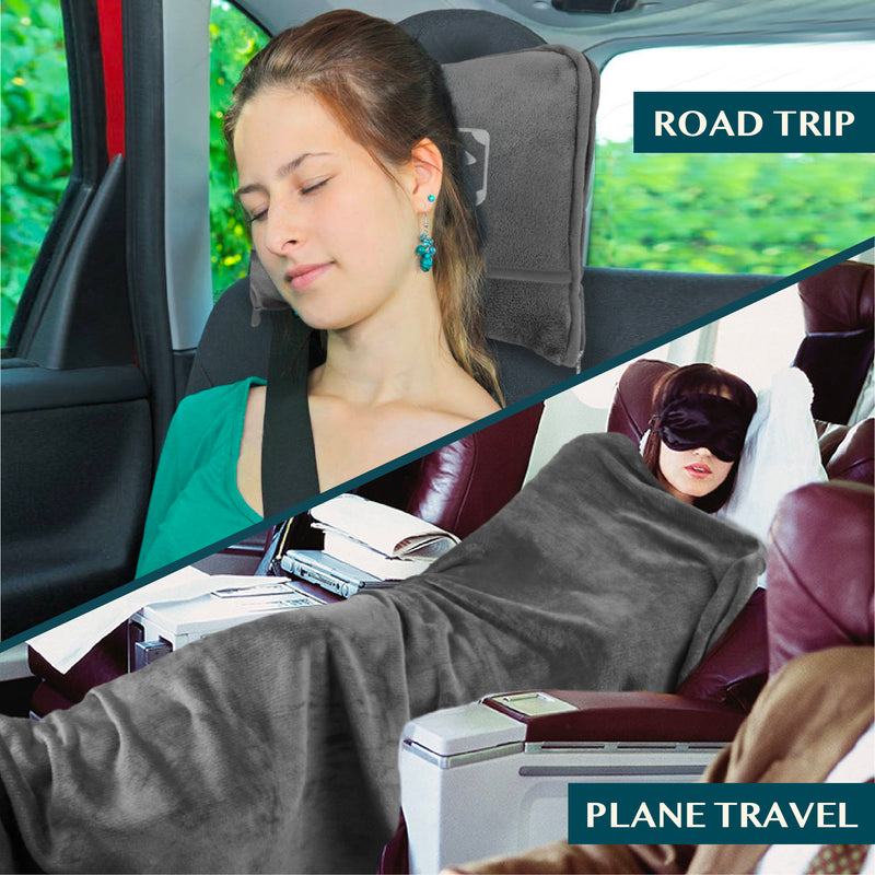 Airplane Fleece Travel Blanket Pillow