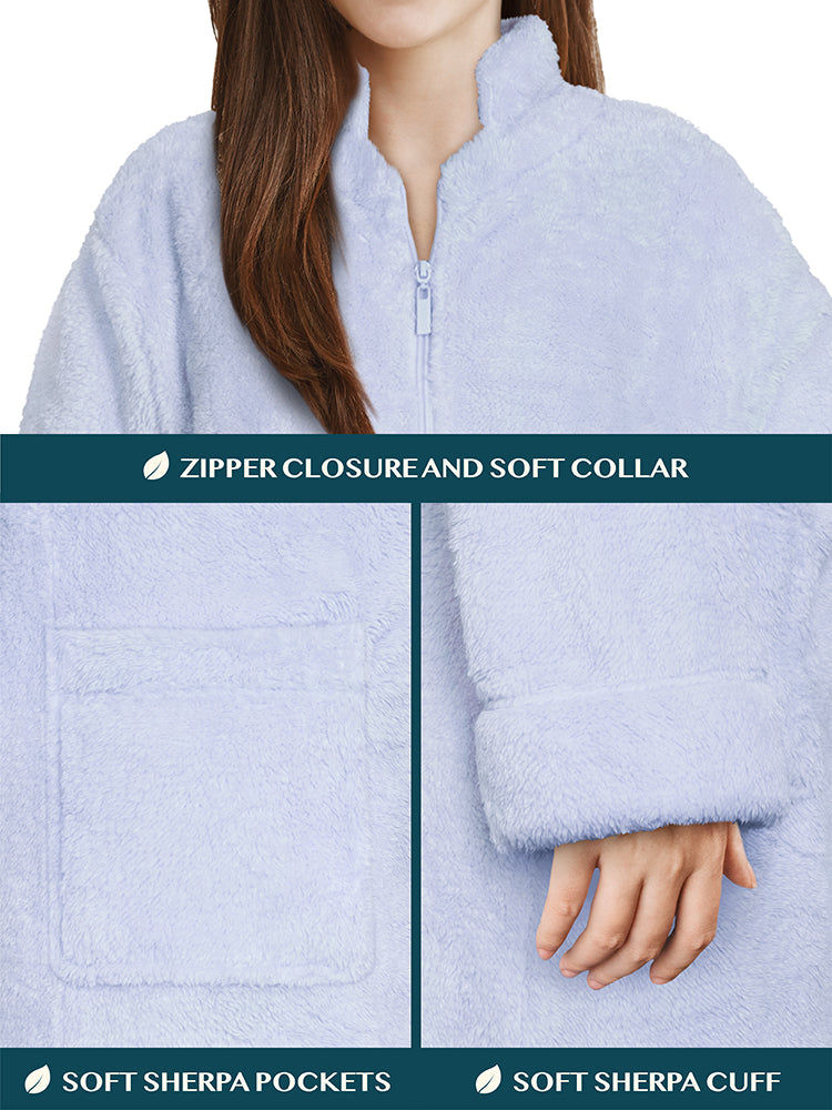 Women's Sherpa Housecoat Zipper Robe