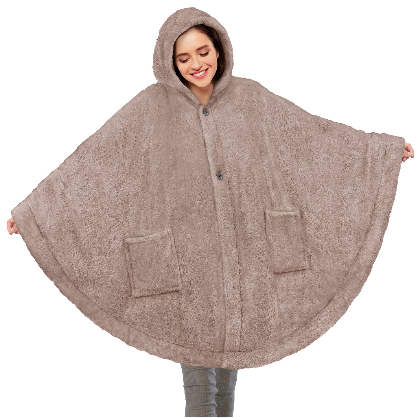 Angel Wrap Hoodie Sherpa Fluffy Poncho Blanket