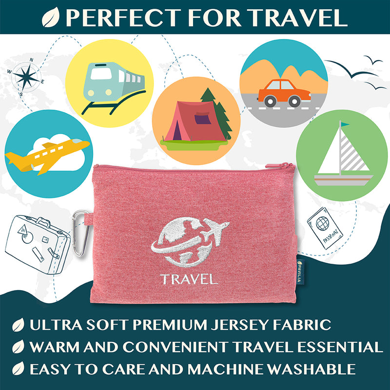 Compact Fleece Travel Blanket Pillow