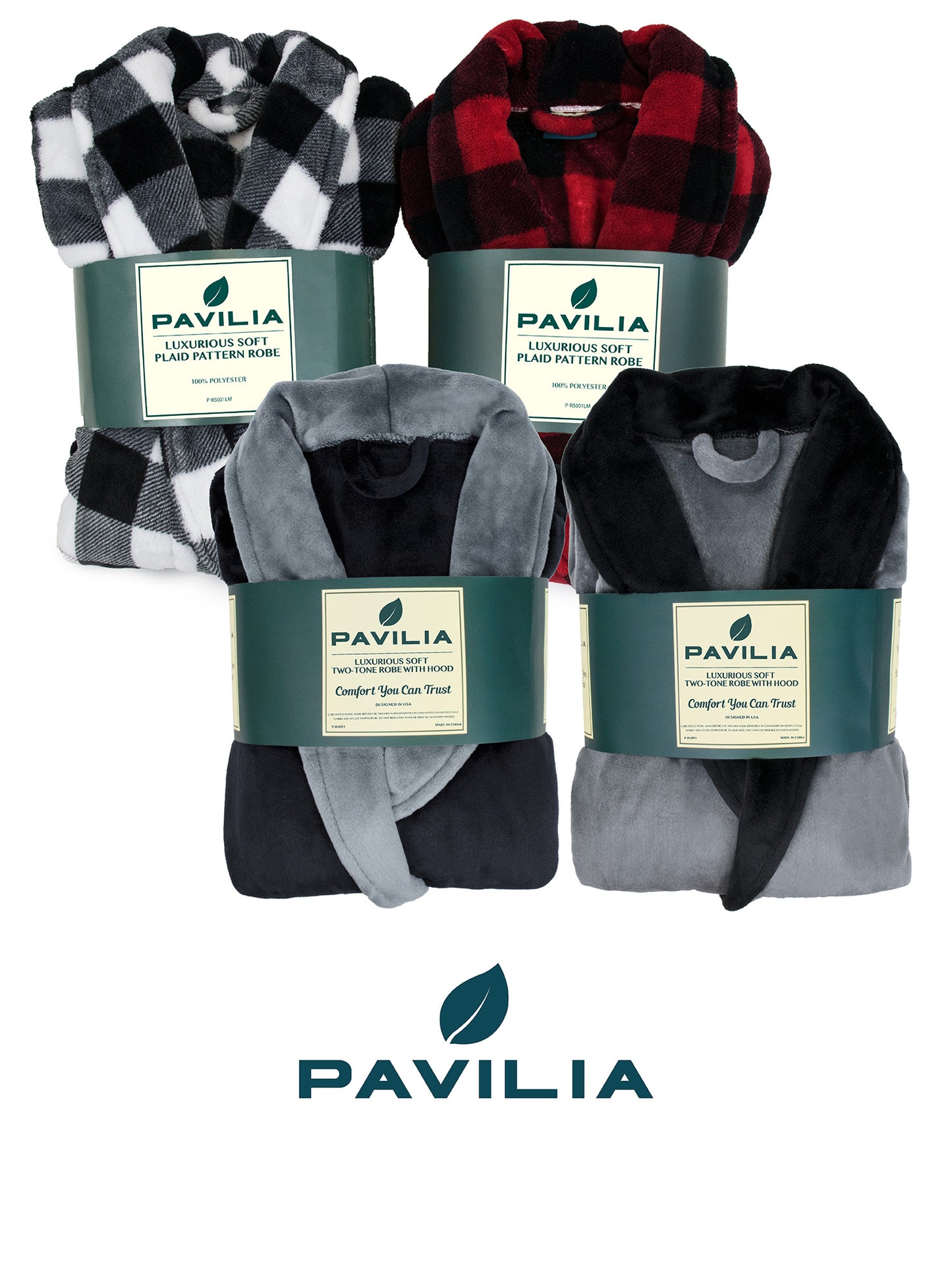 Men's Two-Tone Fleece Robe with Hood