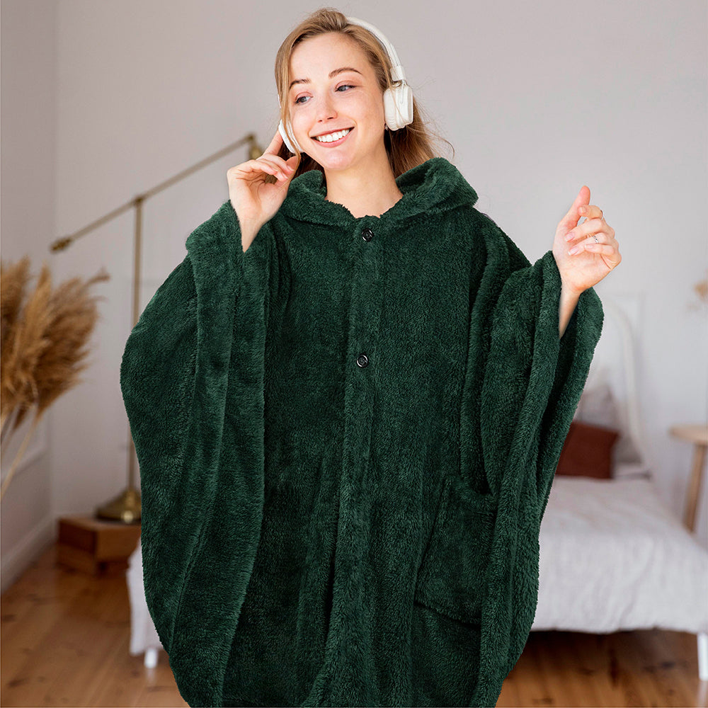 Angel Wrap Hoodie Sherpa Fluffy Poncho Blanket