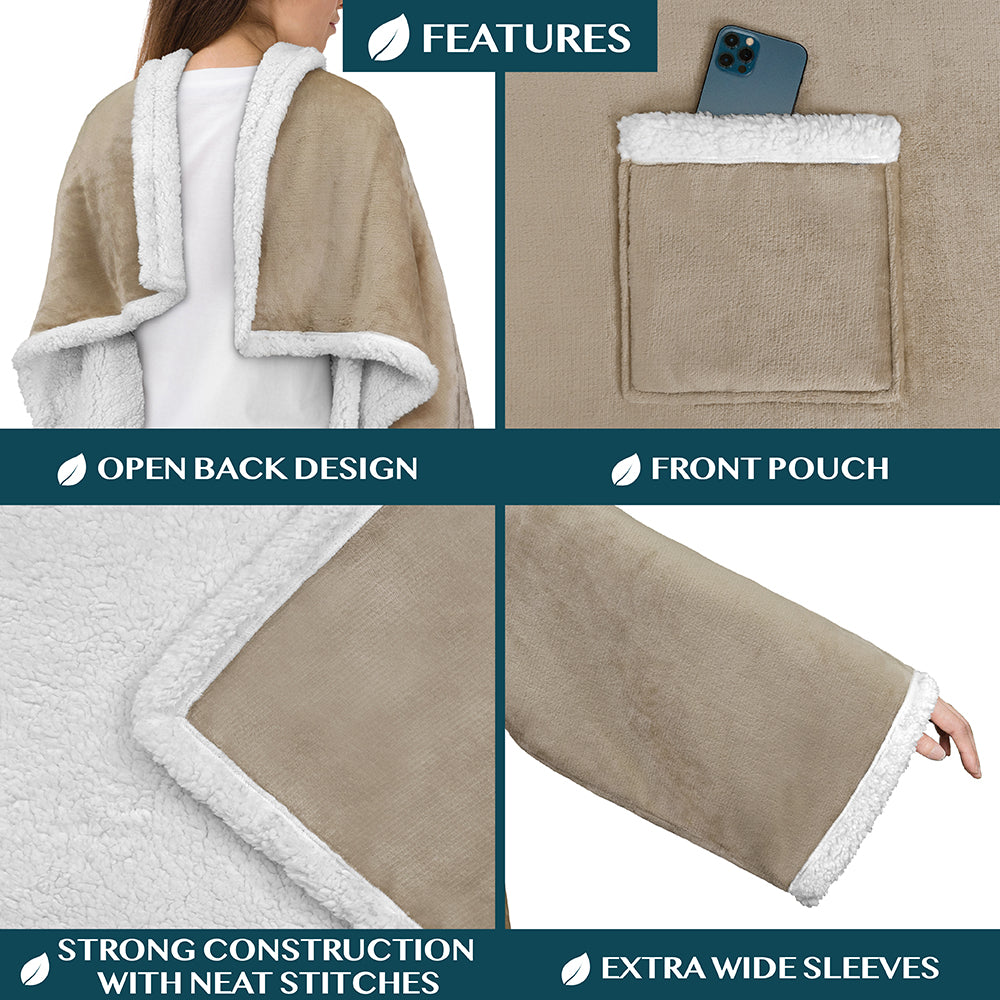 Blanket with Sleeves - Patch Pocket