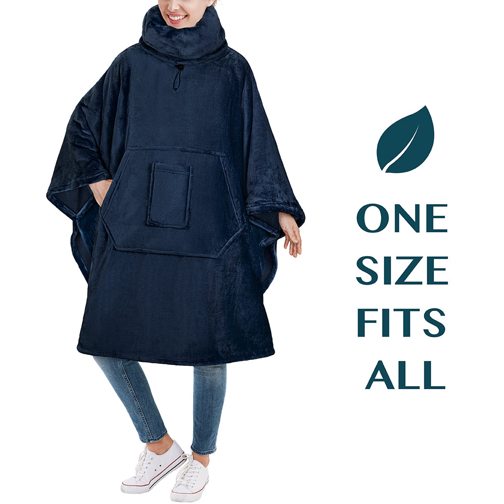 Neck Warmer Hooded Poncho Blanket
