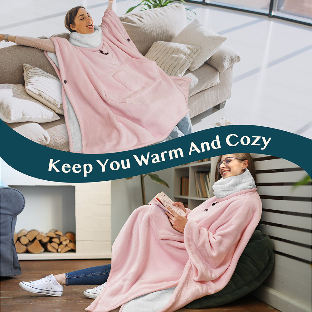 Neck Warmer Hooded Poncho Blanket