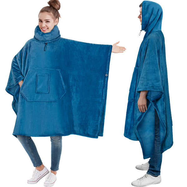 Neck Warmer Hooded Poncho Blanket