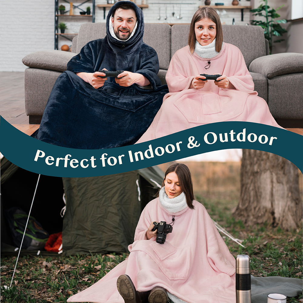 Neck Warmer Hooded Poncho Blanket