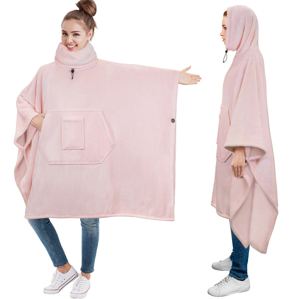 PAVILIA Angel Wrap Hooded Blanket, Throw Poncho Wrap with Soft Sherpa  Fleece