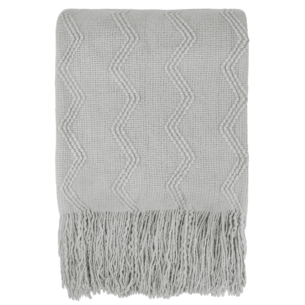 Zig Zag Knit Fringe Throw Blanket