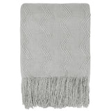 Zig Zag Knit Fringe Throw Blanket