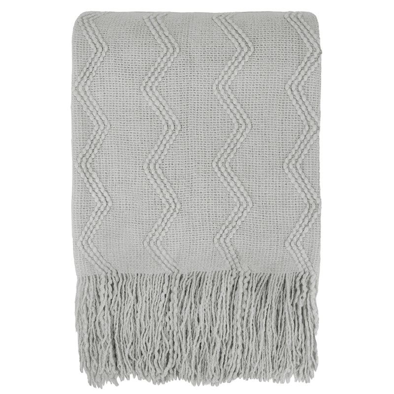 Zig Zag Knit Fringe Throw Blanket