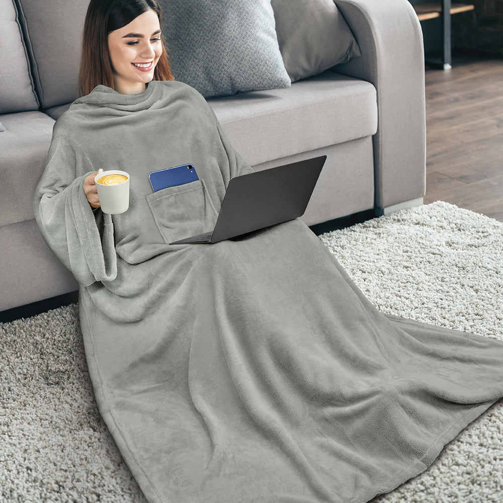 Blanket with Sleeves - Patch Pocket