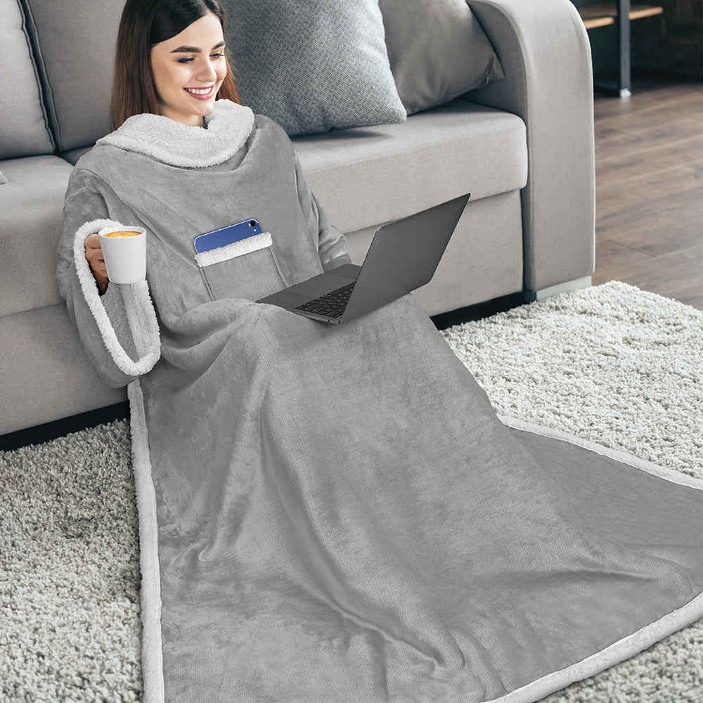 Blanket with Sleeves - Patch Pocket