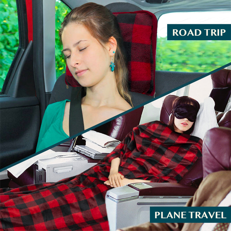 Wearable Fleece Travel Blanket Pillow