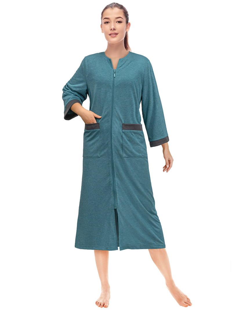 Women's Jersey Housecoat Zipper Robe