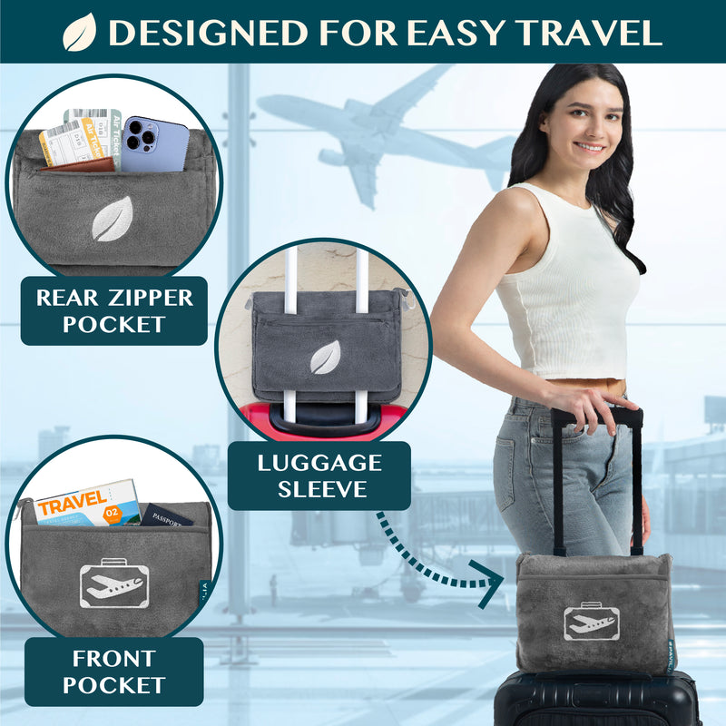 Airplane Fleece Travel Blanket Pillow