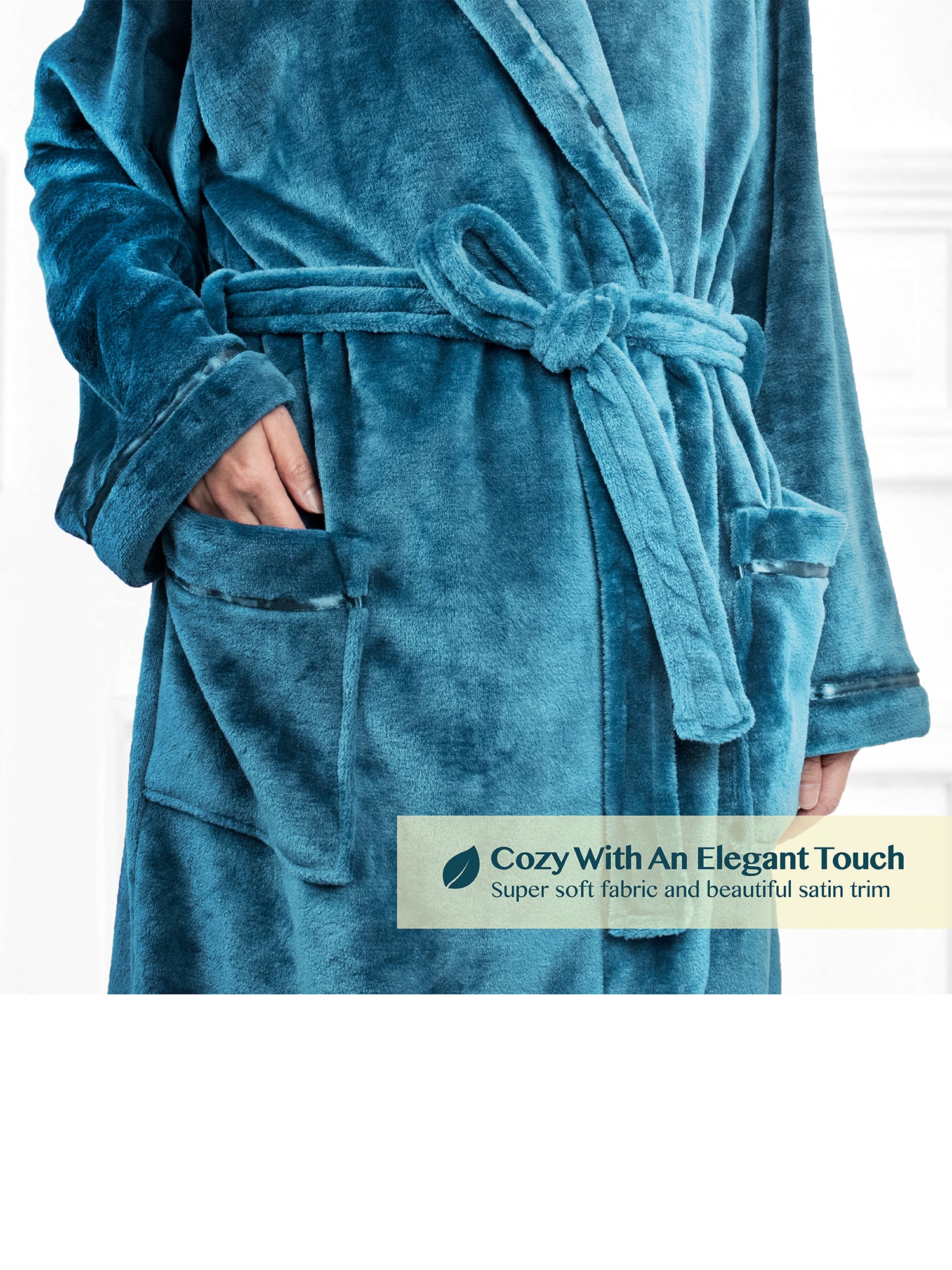 Women's Satin Trim Fleece Robe