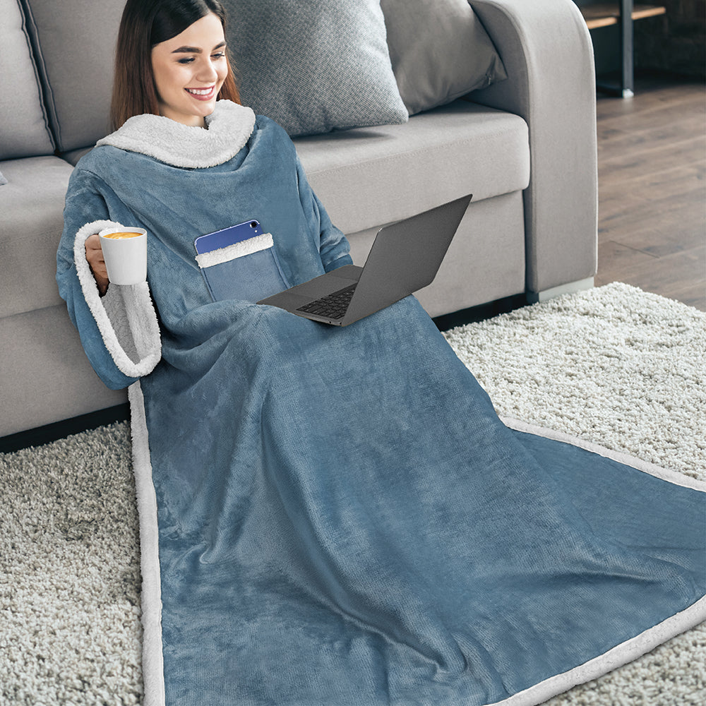Blanket with Sleeves - Patch Pocket