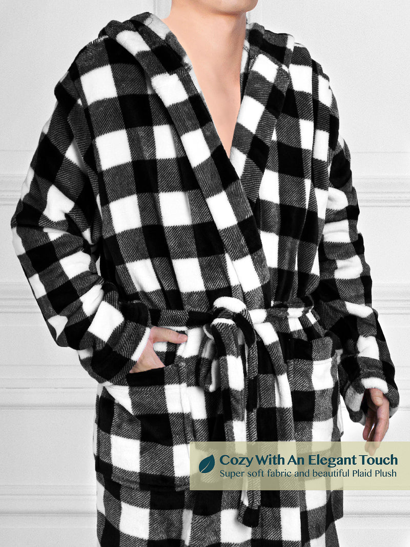 Men's Checkered Robe with Hood