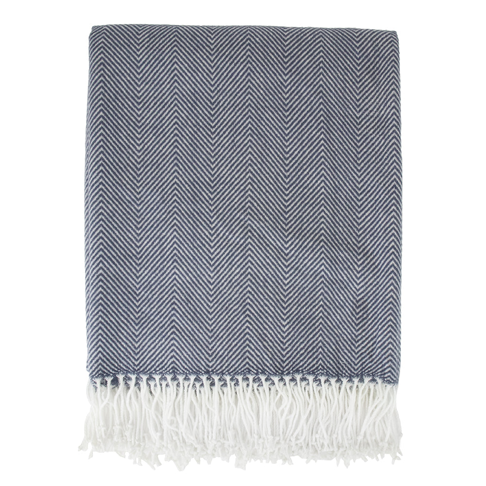 Herringbone Knit Fringe Throw Blanket