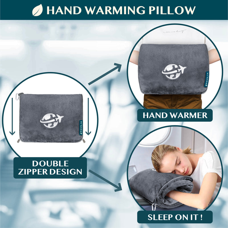 Wearable Fleece Travel Blanket Pillow