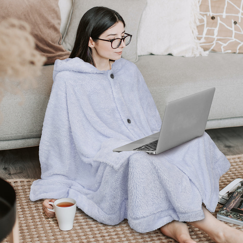 Angel Wrap Hoodie Sherpa Fluffy Poncho Blanket