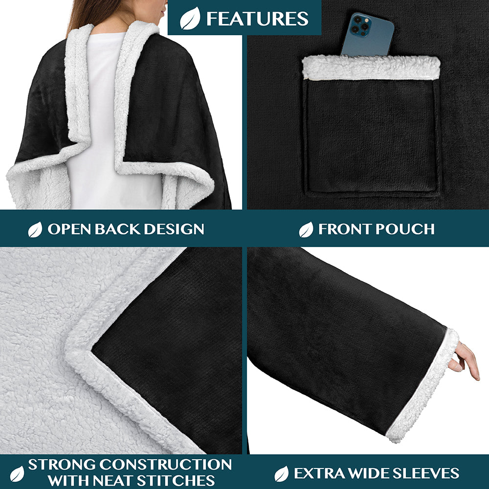 Blanket with Sleeves - Patch Pocket